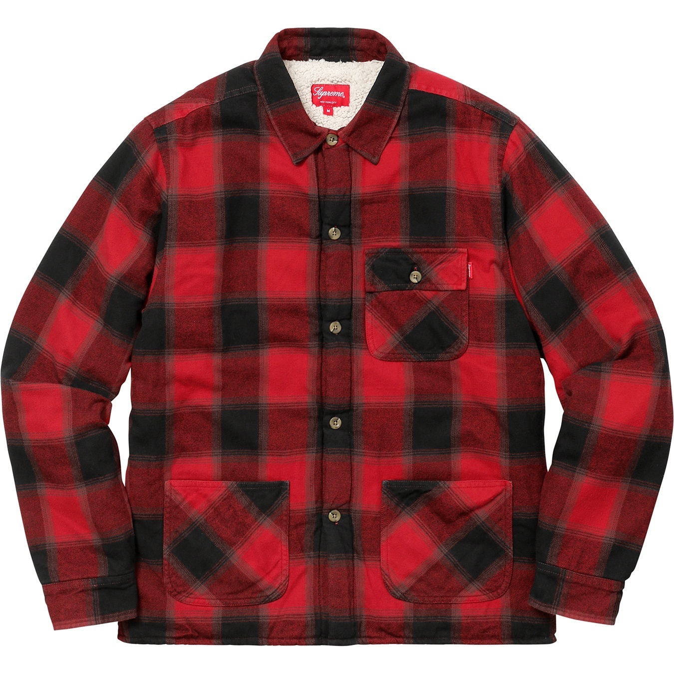 Buffalo Plaid Sherpa Lined Chore Shirt view 3